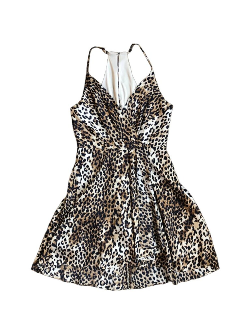 Express Cheetah Leopard Animal Print High Low Fit & Flare Mesh Dress